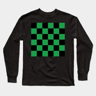 Black and green checkerboard print Long Sleeve T-Shirt